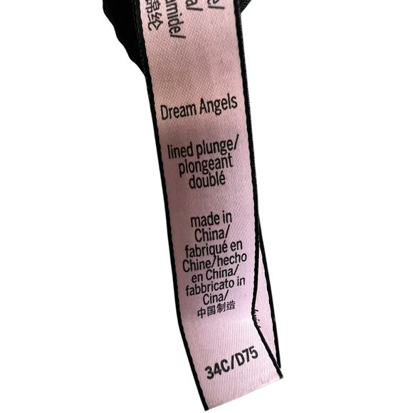 Victoria's Secret Dream Angels Lined Plunge Bra Black Lace High Neck Collar 34C - Picture 7 of 7